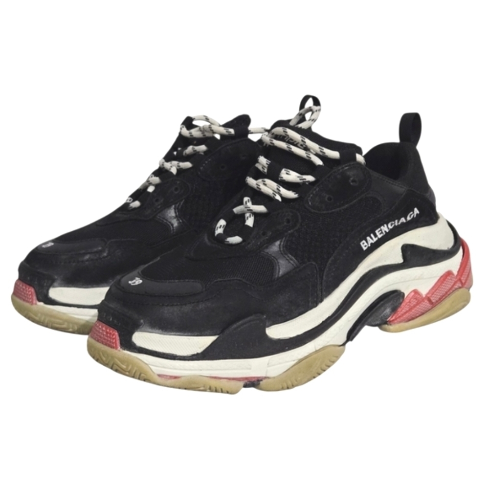 Balenciaga Black Leather and Mesh Triple S Low Top Sneakers Size 39 Women
